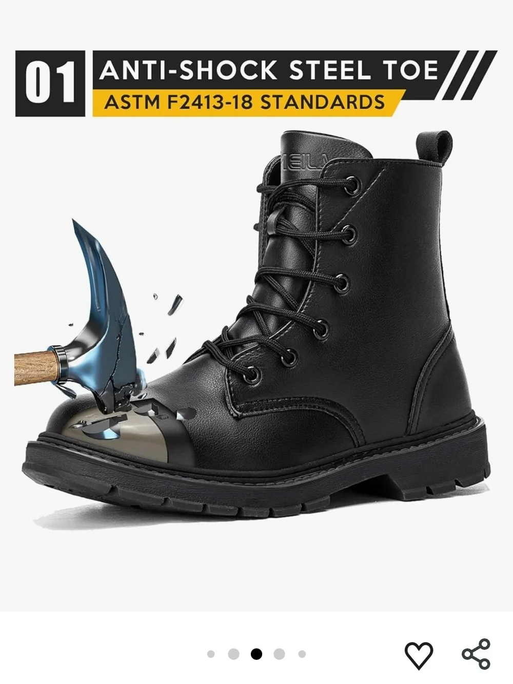 Learher Steel Toe Boots Mens 7 Womens 9